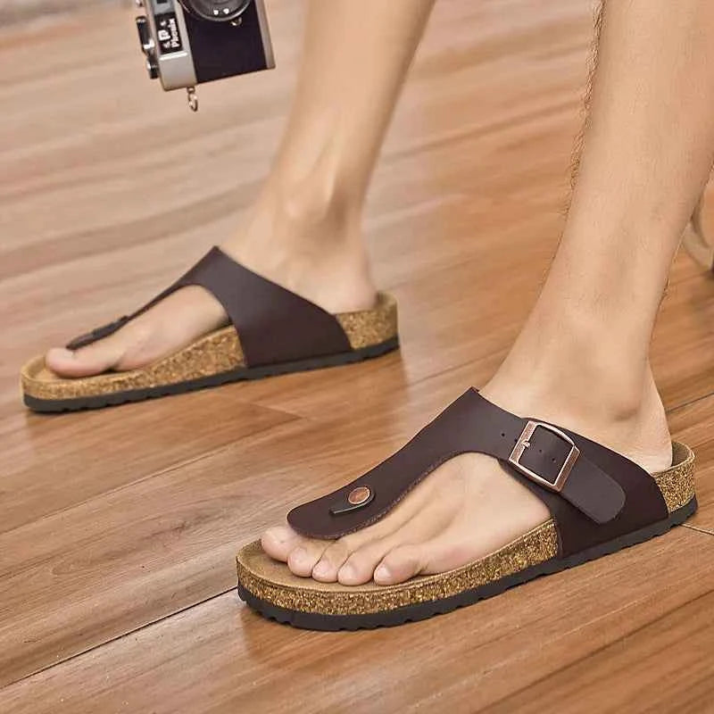 2025 Men's Non-Slip Slippers Quick-Dry Indoor Outdoor Sandals Soft Sole Comfortable Summer Footwear Euro 35-46 Brown/Black luxecrown.co.uk