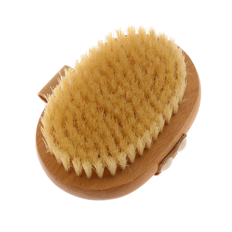 SPA Wooden Body Brush Natural Boar Bristle Organic Dry Skin Body Brush Bamboo Wet Back Shower Brushes Exfoliating Bathing Brush Streetsharks