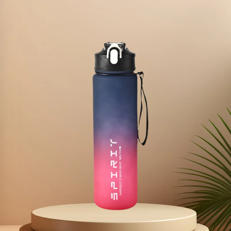 Sports Water Bottle with Time-Tracking Straw Leak Proof Locking Flip Cover for Easy Carry Ideal for Outdoor Adventures