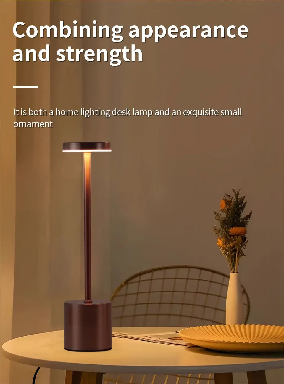 Classic Table Lamp USB Rechargeable Night Light Stepless Dimming Touch Desk Lamp 3 Colors Bedside Lamp Bar Hotel Decoration luxecrown.co.uk