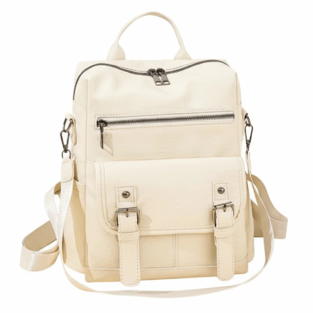 PU Peather Student Backpack Multifunctional Large Capacity Student School Bag Soft Crossboby Mommy Shoulder Bag Daily Outings luxecrown.co.uk