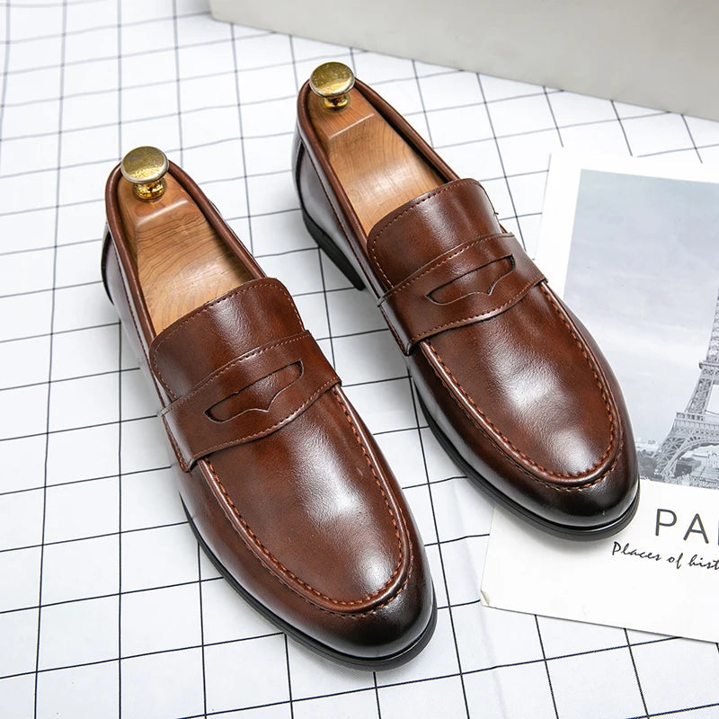 Men Casual Leather Shoes Dress Leather Loafers Men Classic Casual Business Shoes Trend Formal Party Social Leather Shoes Male luxecrown.co.uk