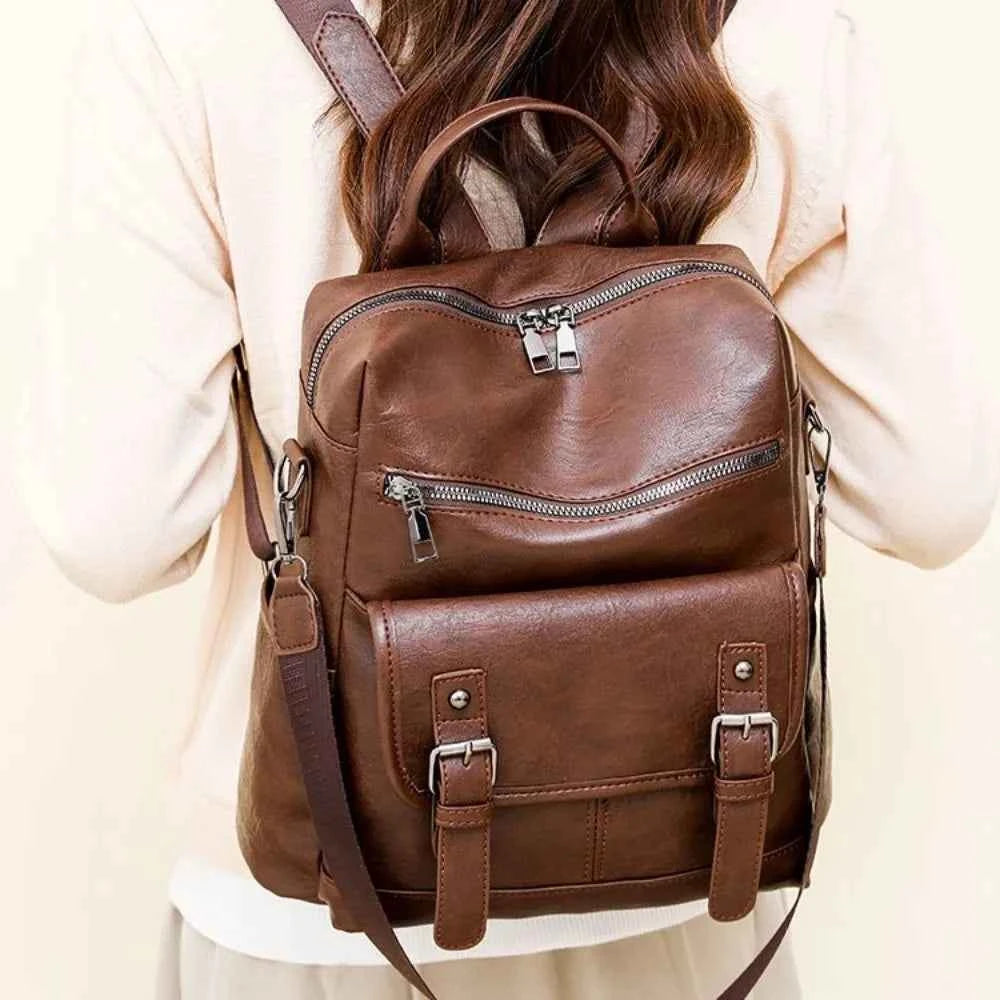 PU Peather Student Backpack Multifunctional Large Capacity Student School Bag Soft Crossboby Mommy Shoulder Bag Daily Outings