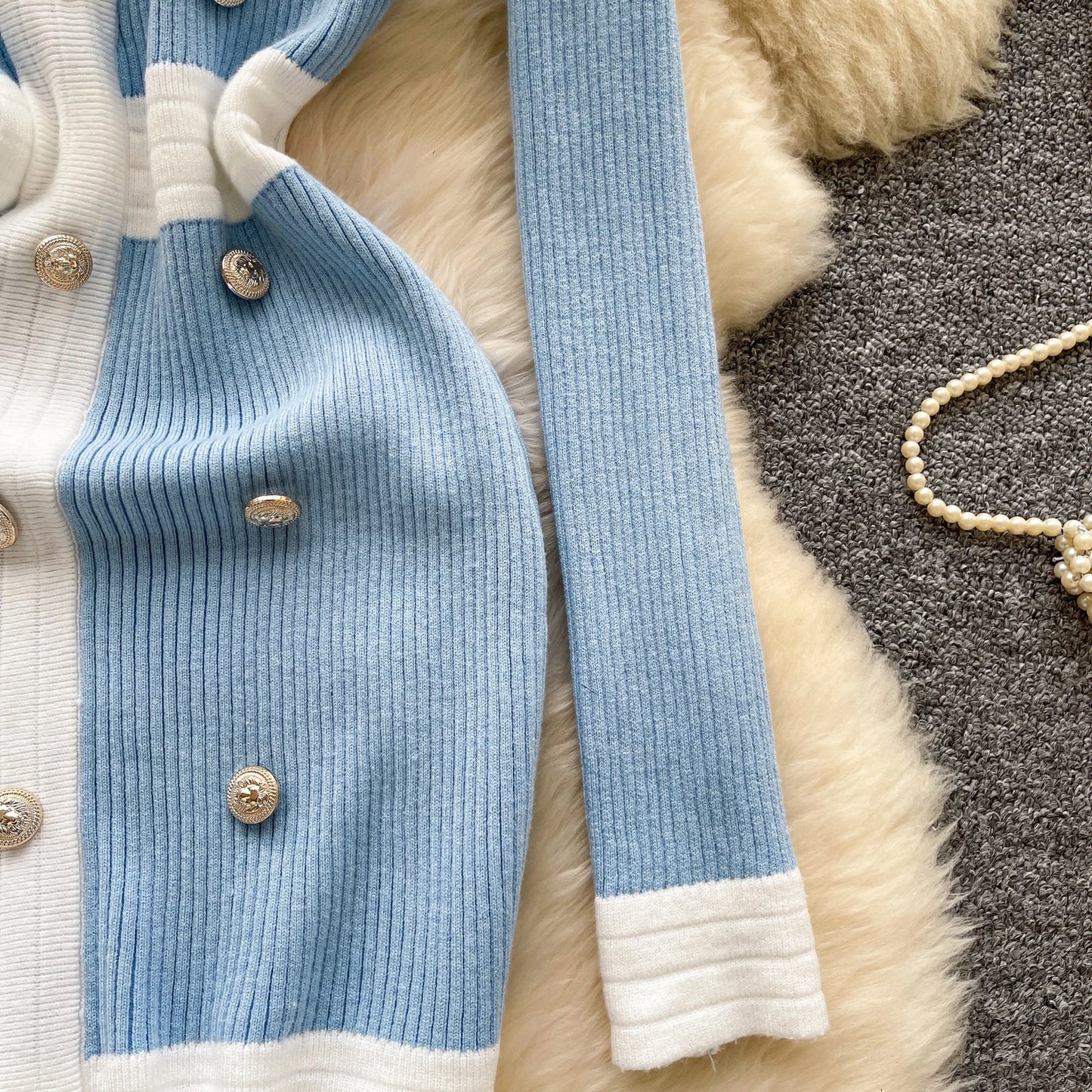 Women's French Style V Neck Long Sleeve Knitted Bodycon Dress Classic Soft Office Elegant Lady Autumn