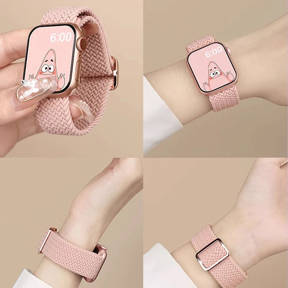 Apple Watch Band 42mm 46mm 44mm 40mm 45mm Ultra 3 49mm Braided Bracelet Correa Series 11 10 9 8 7 6 SE3 Smartwatch Straps luxecrown.co.uk