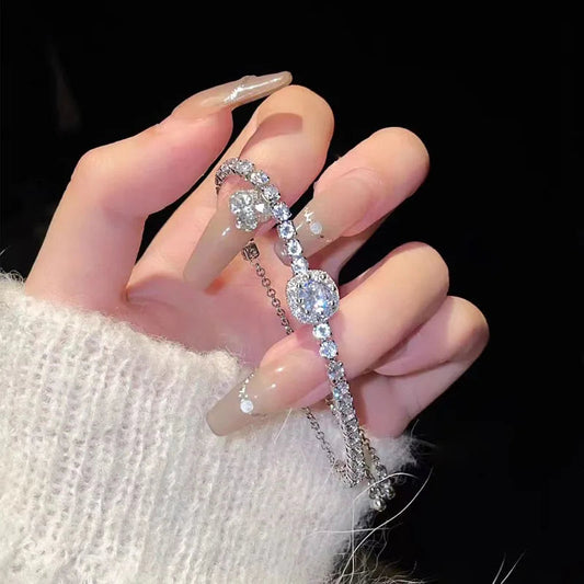 New 925 Sterling Silver Luxury Bracelet Elegant Shiny Zircon Fine Jewelry For Women Engagement Wedding Glamour Jewelry Wholesale Streetsharks