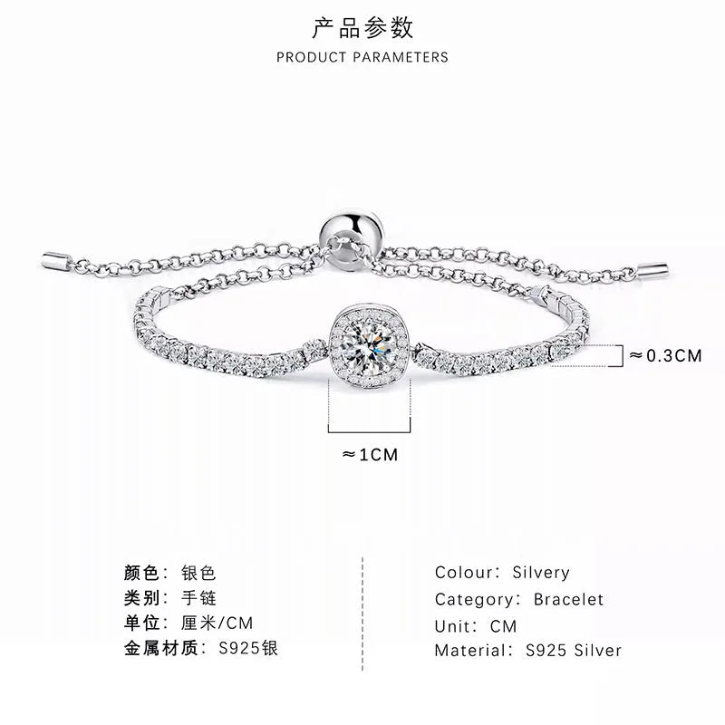 New 925 Sterling Silver Luxury Bracelet Elegant Shiny Zircon Fine Jewelry For Women Engagement Wedding Glamour Jewelry Wholesale Streetsharks