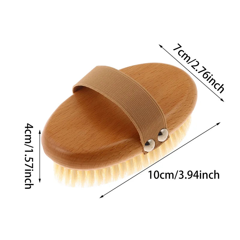 SPA Wooden Body Brush Natural Boar Bristle Organic Dry Skin Body Brush Bamboo Wet Back Shower Brushes Exfoliating Bathing Brush Streetsharks