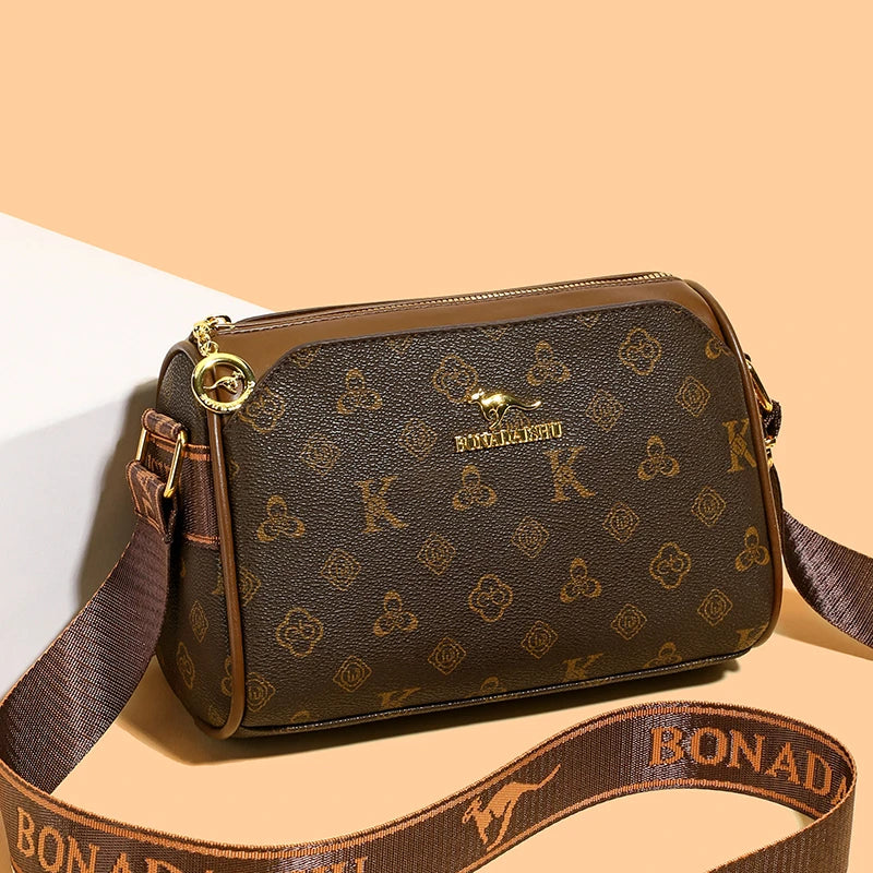 Three-layer women's bag with large capacity, adjustable cross-body bag, new style women's bag, wide strap, suitable for middle-a luxecrown.co.uk