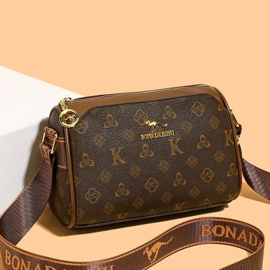 Three-layer women's bag with large capacity, adjustable cross-body bag, new style women's bag, wide strap, suitable for middle-a luxecrown.co.uk