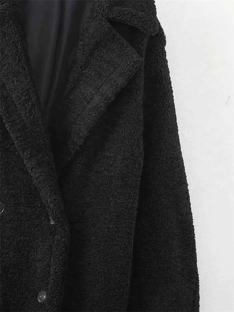 KEYANKETIAN Winter New Women's Teddy Bear Coat Stylish Thick Thick Warm Faux Fur Fleece Lady Long Coat Double Breasted Jacket