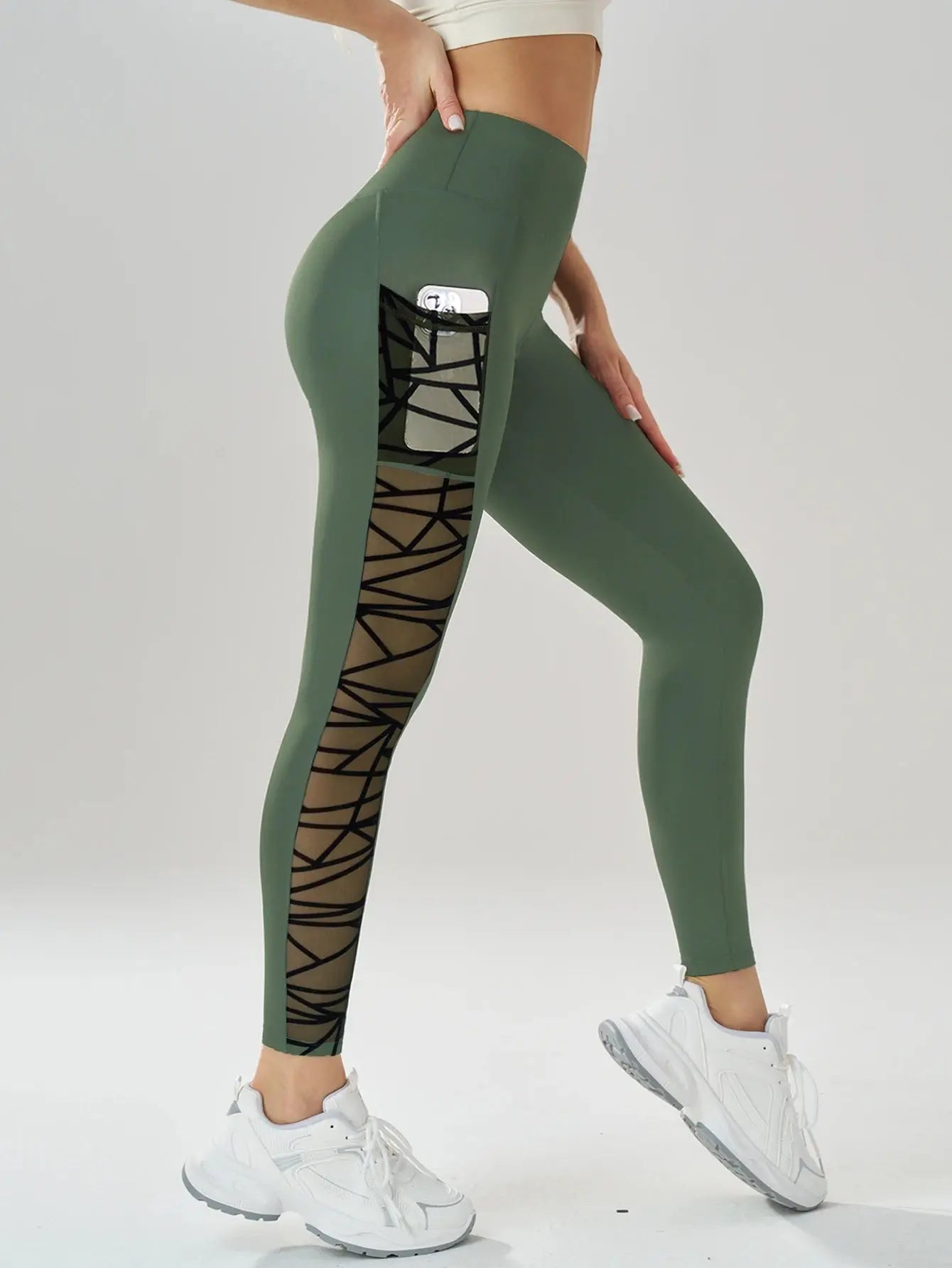 Side Mesh Yoga Women's Leggings Black Fabric Patchwork High Waist Soft Comfortable Gym Fitness Sportswear Long Pants luxecrown.co.uk