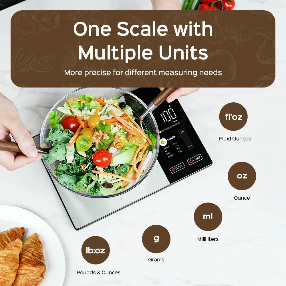 Smart Kitchen Scale Connects to Mobile App for Food Calorie Calculation Fitness Weight Loss Body Management luxecrown.co.uk