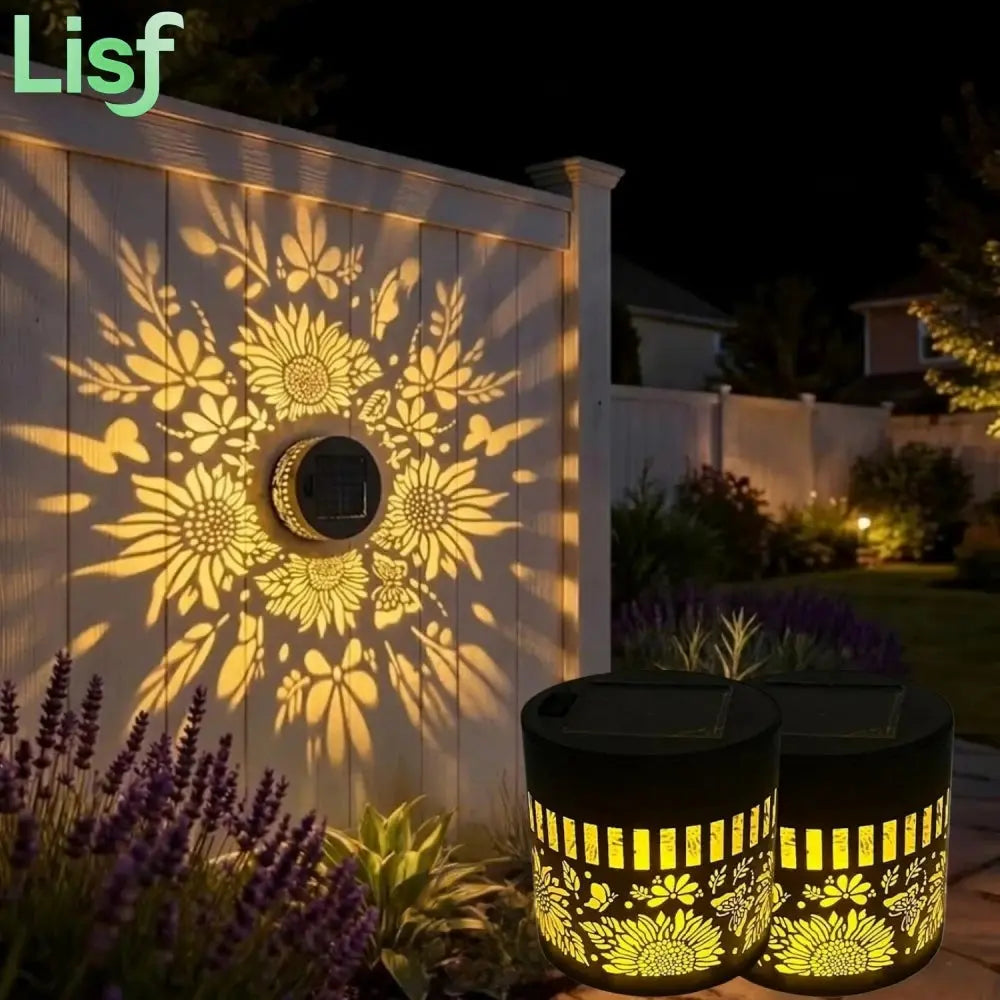 Solar Fence Lights Outdoor Decorations Sunflower Pattern Solar Powered Wall / Step Lights for Patio Garden Camping Wedding Decor luxecrown.co.uk