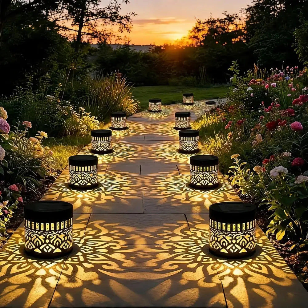 Solar Fence Lights Outdoor Decorations Sunflower Pattern Solar Powered Wall / Step Lights for Patio Garden Camping Wedding Decor luxecrown.co.uk
