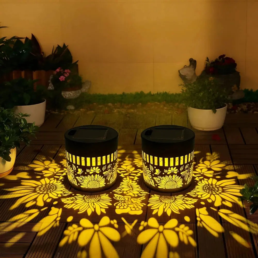 Solar Fence Lights Outdoor Decorations Sunflower Pattern Solar Powered Wall / Step Lights for Patio Garden Camping Wedding Decor luxecrown.co.uk