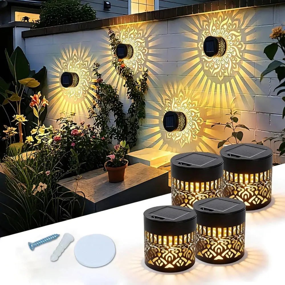 Solar Fence Lights Outdoor Decorations Sunflower Pattern Solar Powered Wall / Step Lights for Patio Garden Camping Wedding Decor luxecrown.co.uk