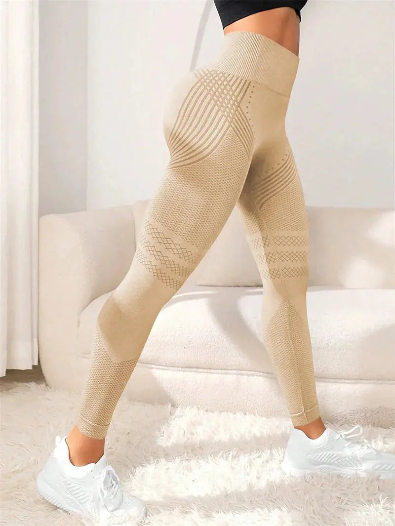 Sports Pants With Sexy Lines Lifting Buttocks Sports Tight Pants Women's High Waisted Elastic Fitness Pants Running Yoga Pants luxecrown.co.uk