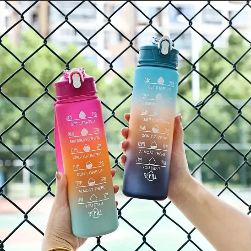 Sports Water Bottle with Time-Tracking Straw Leak Proof Locking Flip Cover for Easy Carry Ideal for Outdoor Adventures luxecrown.co.uk