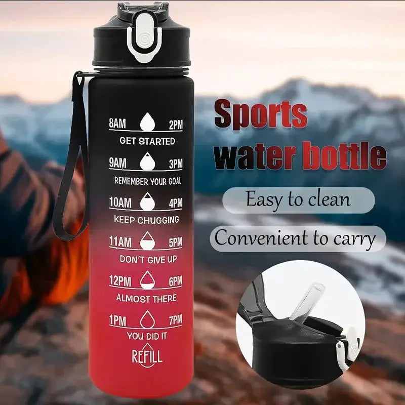 Sports Water Bottle with Time-Tracking Straw Leak Proof Locking Flip Cover for Easy Carry Ideal for Outdoor Adventures luxecrown.co.uk