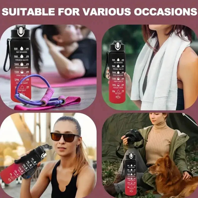 Sports Water Bottle with Time-Tracking Straw Leak Proof Locking Flip Cover for Easy Carry Ideal for Outdoor Adventures luxecrown.co.uk
