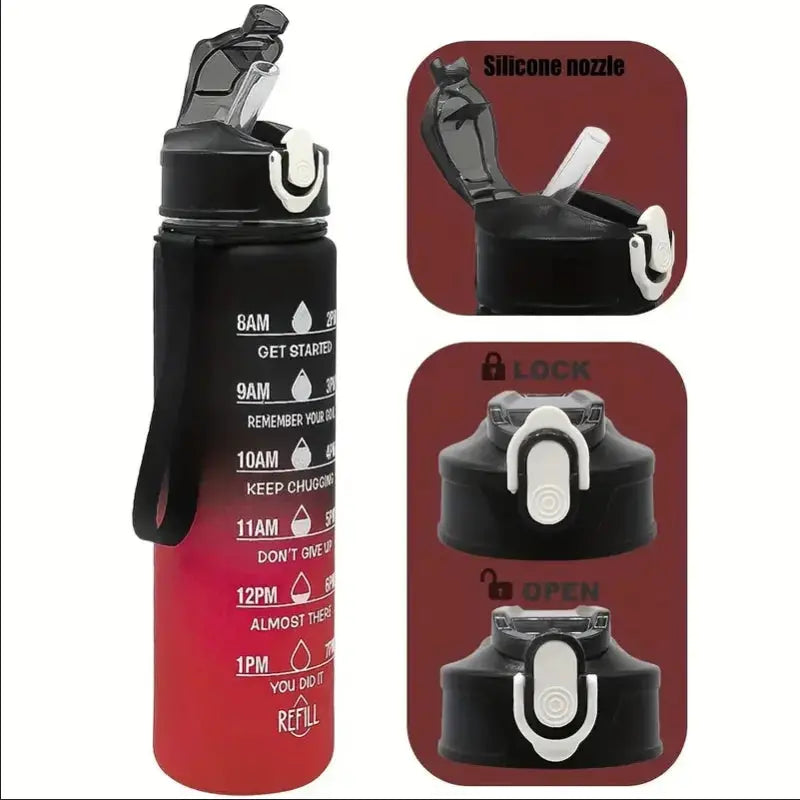 Sports Water Bottle with Time-Tracking Straw Leak Proof Locking Flip Cover for Easy Carry Ideal for Outdoor Adventures luxecrown.co.uk