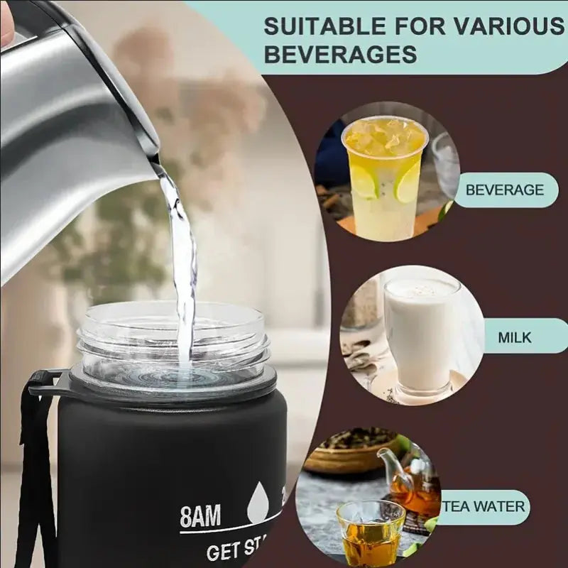 Sports Water Bottle with Time-Tracking Straw Leak Proof Locking Flip Cover for Easy Carry Ideal for Outdoor Adventures luxecrown.co.uk