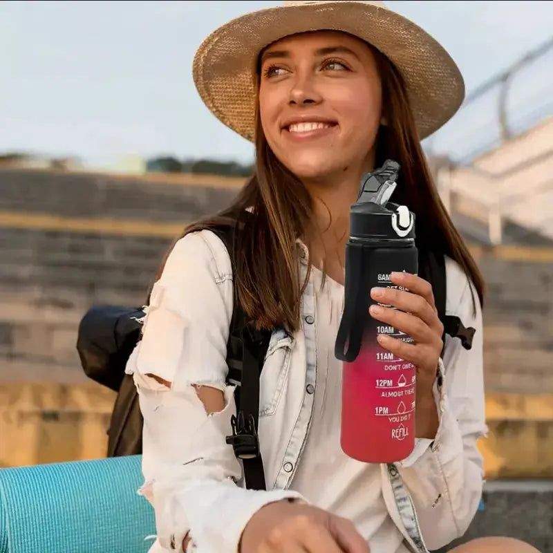 Sports Water Bottle with Time-Tracking Straw Leak Proof Locking Flip Cover for Easy Carry Ideal for Outdoor Adventures luxecrown.co.uk