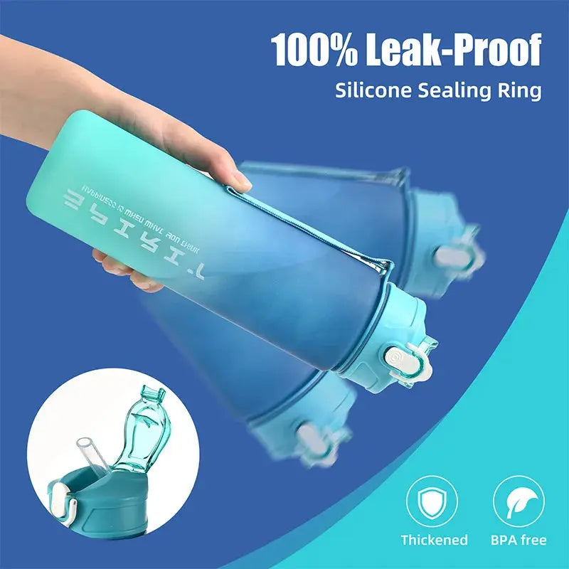 Sports Water Bottle with Time-Tracking Straw Leak Proof Locking Flip Cover for Easy Carry Ideal for Outdoor Adventures luxecrown.co.uk