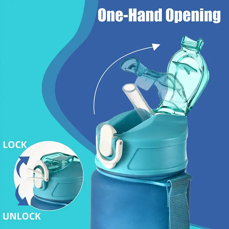 Sports Water Bottle with Time-Tracking Straw Leak Proof Locking Flip Cover for Easy Carry Ideal for Outdoor Adventures luxecrown.co.uk
