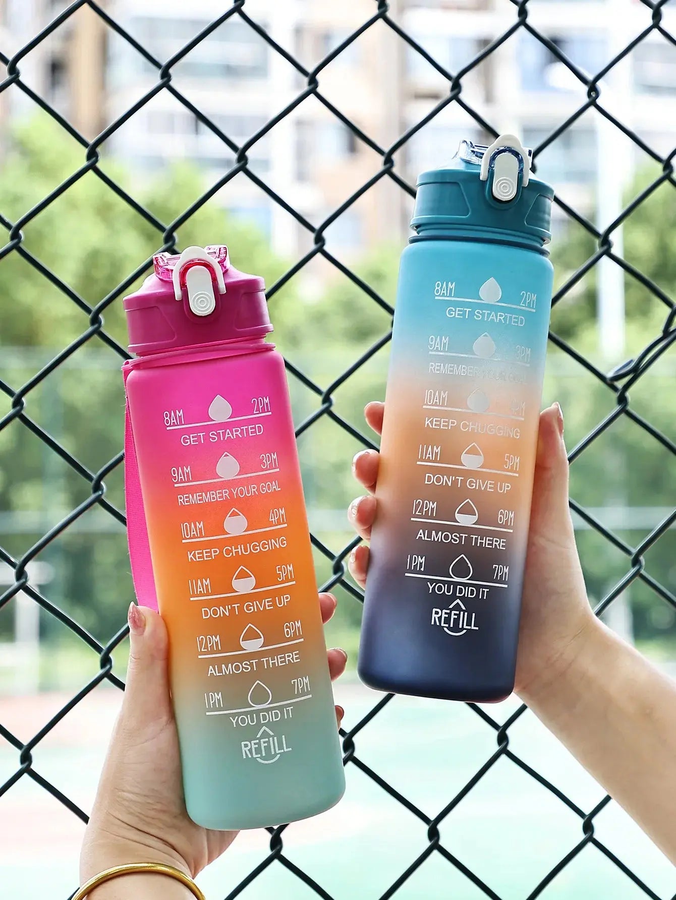Sports Water Bottle with Time-Tracking Straw Leak Proof Locking Flip Cover for Easy Carry Ideal for Outdoor Adventures luxecrown.co.uk