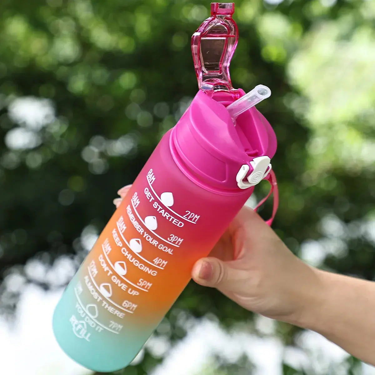 Sports Water Bottle with Time-Tracking Straw Leak Proof Locking Flip Cover for Easy Carry Ideal for Outdoor Adventures luxecrown.co.uk