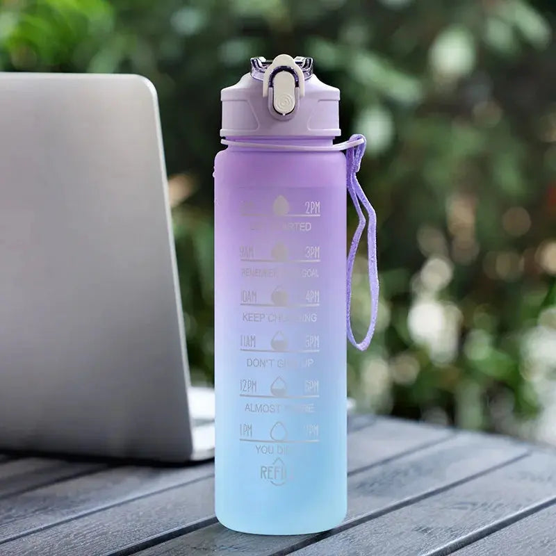 Sports Water Bottle with Time-Tracking Straw Leak Proof Locking Flip Cover for Easy Carry Ideal for Outdoor Adventures luxecrown.co.uk