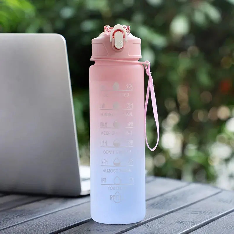 Sports Water Bottle with Time-Tracking Straw Leak Proof Locking Flip Cover for Easy Carry Ideal for Outdoor Adventures luxecrown.co.uk