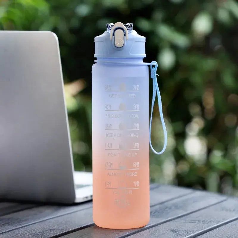 Sports Water Bottle with Time-Tracking Straw Leak Proof Locking Flip Cover for Easy Carry Ideal for Outdoor Adventures luxecrown.co.uk