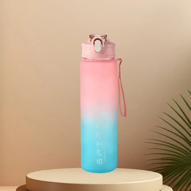 Sports Water Bottle with Time-Tracking Straw Leak Proof Locking Flip Cover for Easy Carry Ideal for Outdoor Adventures luxecrown.co.uk