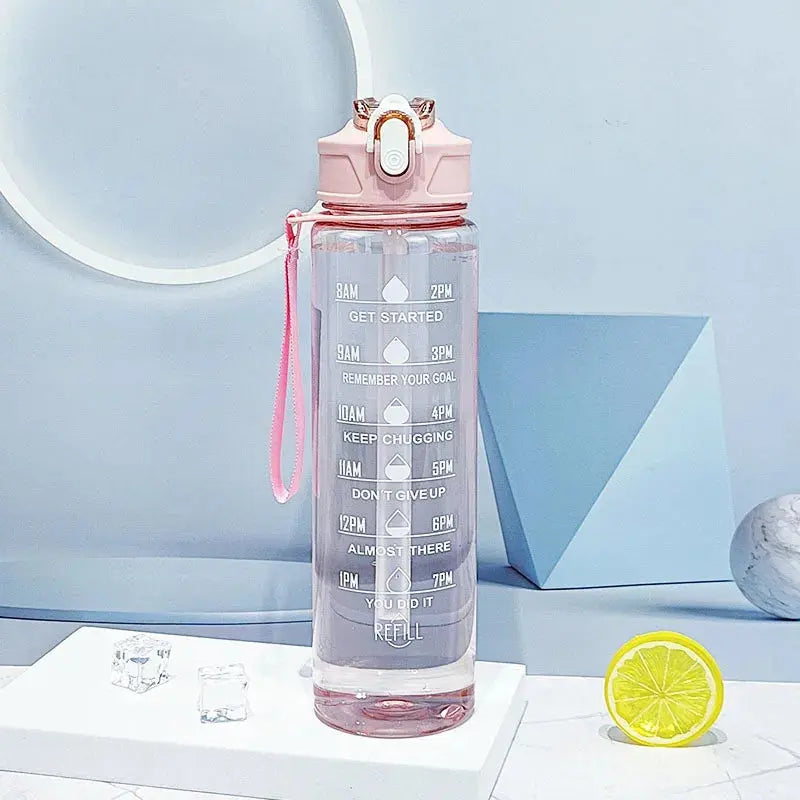 Sports Water Bottle with Time-Tracking Straw Leak Proof Locking Flip Cover for Easy Carry Ideal for Outdoor Adventures luxecrown.co.uk