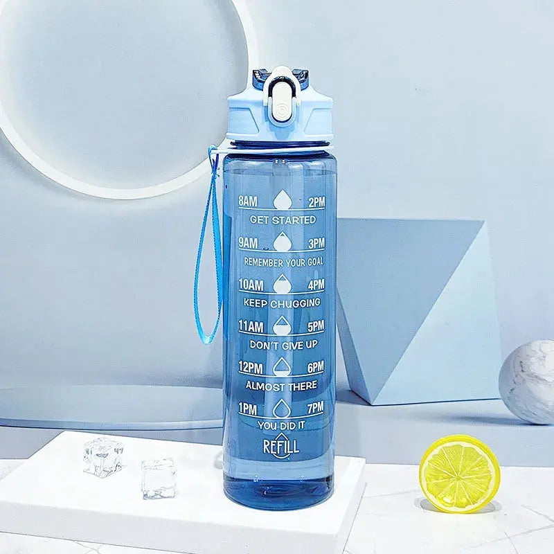 Sports Water Bottle with Time-Tracking Straw Leak Proof Locking Flip Cover for Easy Carry Ideal for Outdoor Adventures luxecrown.co.uk