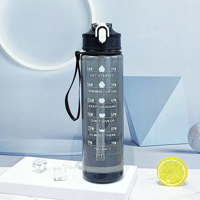 Sports Water Bottle with Time-Tracking Straw Leak Proof Locking Flip Cover for Easy Carry Ideal for Outdoor Adventures luxecrown.co.uk