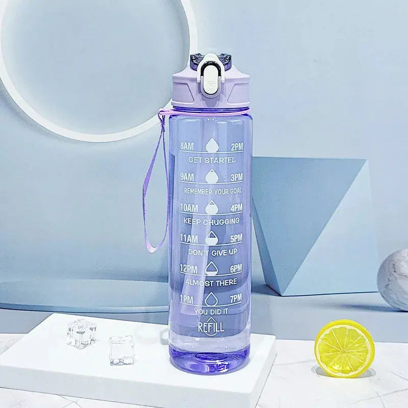 Sports Water Bottle with Time-Tracking Straw Leak Proof Locking Flip Cover for Easy Carry Ideal for Outdoor Adventures luxecrown.co.uk