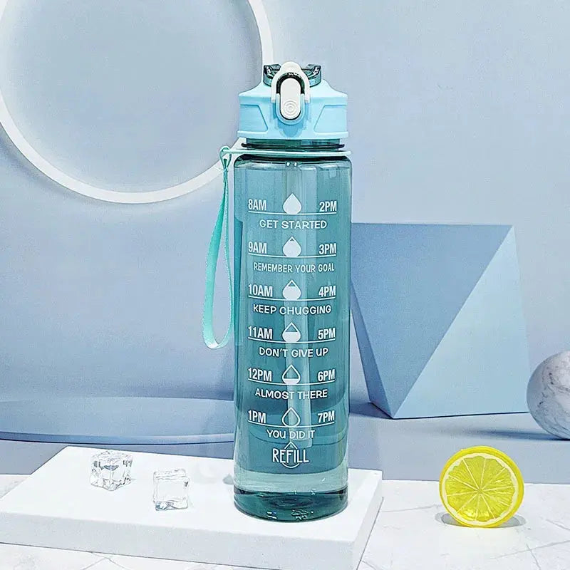 Sports Water Bottle with Time-Tracking Straw Leak Proof Locking Flip Cover for Easy Carry Ideal for Outdoor Adventures luxecrown.co.uk