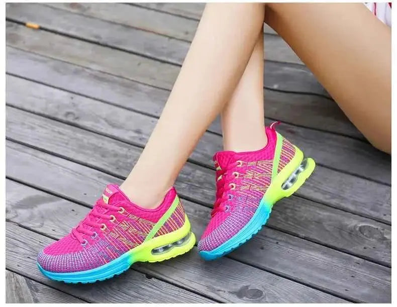 Spring 2023 Plus Size Women's Shoes Low Top Round Toe Mesh Breathable Casual Sports Shoes Weave Knit Lower Heel