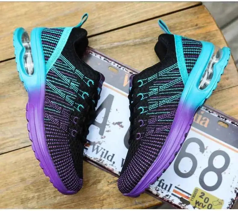 Spring 2023 Plus Size Women's Shoes Low Top Round Toe Mesh Breathable Casual Sports Shoes Weave Knit Lower Heel