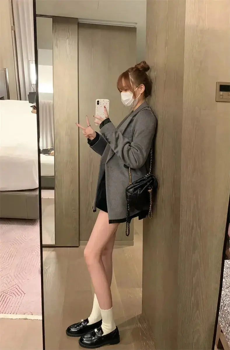 Spring New Women's Genuine Leather Shoes British Style Black Casual Shoes Banquet Office Wear Stylish Metal Design Loafers luxecrown.co.uk