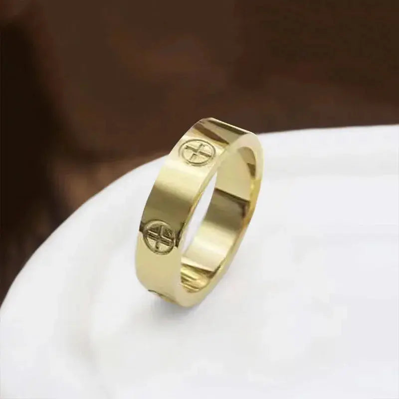 Stainless Steel Luxury Fashion Jewelry Set Golden Women Bangle Bracelet Love Cross Finger Rings For Men Women Jewelry Set Gift Streetsharks