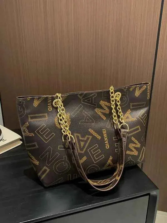 Stylish Commuter Handbag Retro Casual Tote Bag Women's Trend Spring New Large Capacity Street Style PU Material Zipper Opening