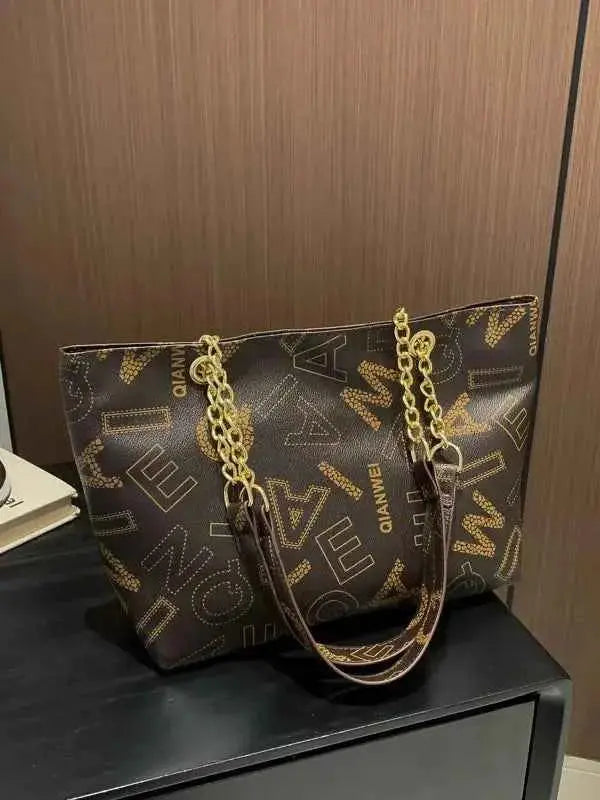 Stylish Commuter Handbag Retro Casual Tote Bag Women's Trend Spring New Large Capacity Street Style PU Material Zipper Opening