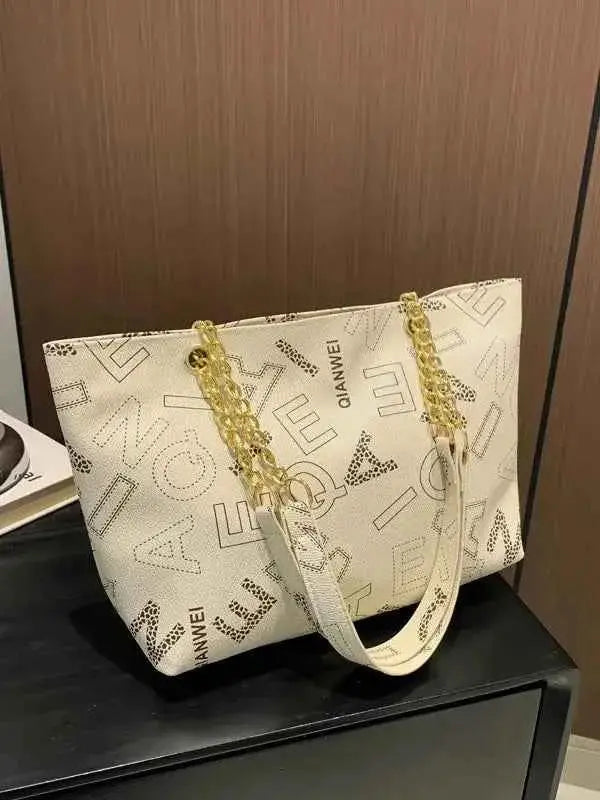 Stylish Commuter Handbag Retro Casual Tote Bag Women's Trend Spring New Large Capacity Street Style PU Material Zipper Opening