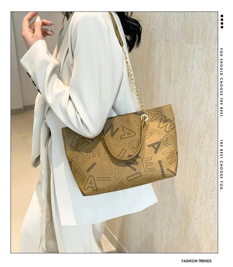Stylish Commuter Handbag Retro Casual Tote Bag Women's Trend Spring New Large Capacity Street Style PU Material Zipper Opening luxecrown.co.uk