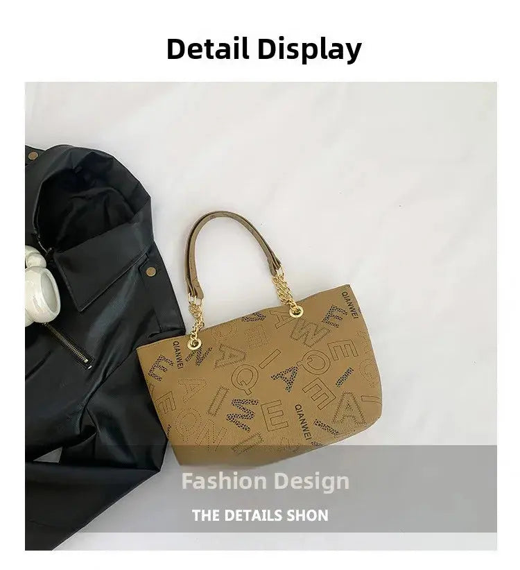 Stylish Commuter Handbag Retro Casual Tote Bag Women's Trend Spring New Large Capacity Street Style PU Material Zipper Opening luxecrown.co.uk